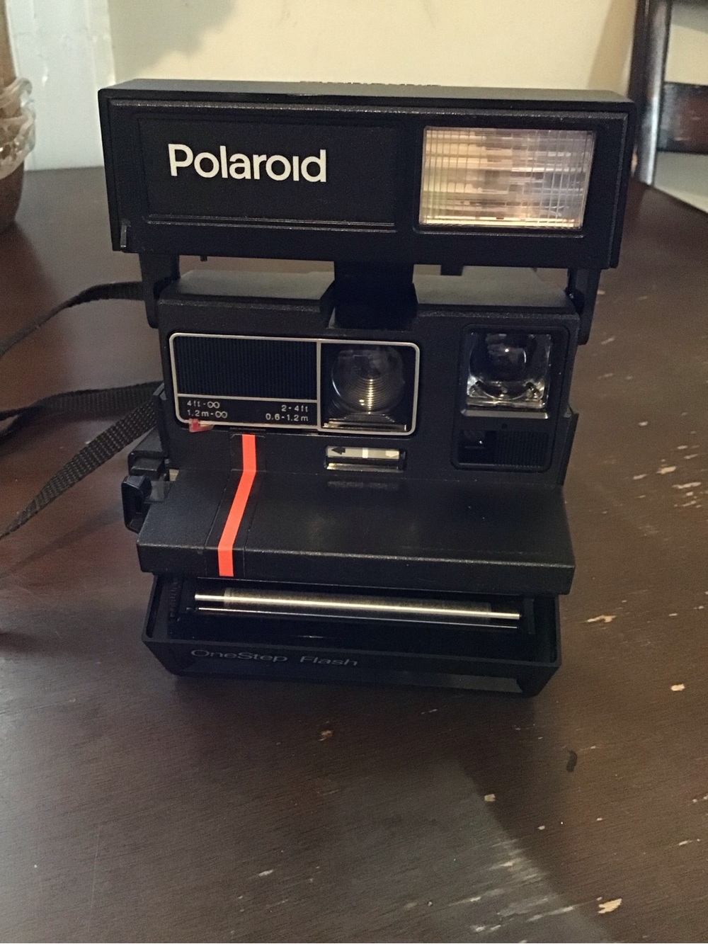 Polaroid Black Instant Camera with Red Stripe Accent